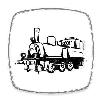Train Drawing - Square fridge magnet - white - Front