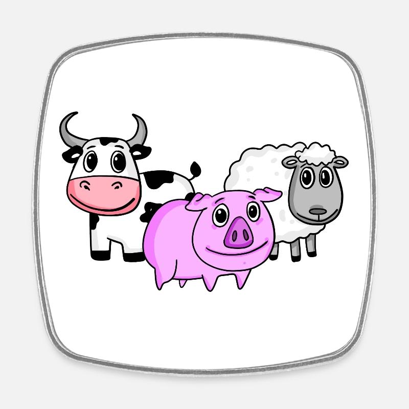 Animaux mignons - Magnet carré - blanc