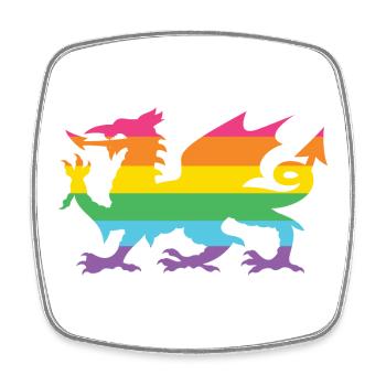 Mois de la fierté LGBTQ - LGBTQ Welsh Dragon - Magnet carré - blanc - Devant