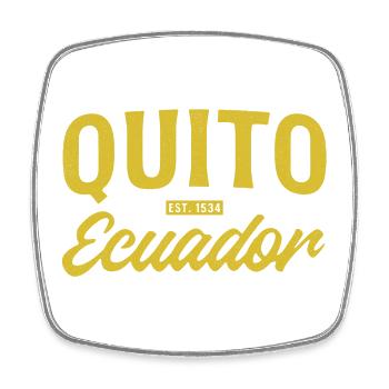 Quito Ecuador Est 1533 Vintage Script - Square fridge magnet - white - Front