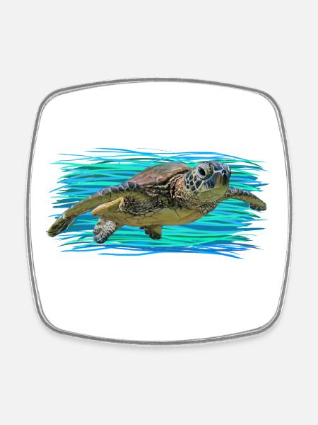 Schildkröte - Viereckiger Kühlschrankmagnet - Weiß