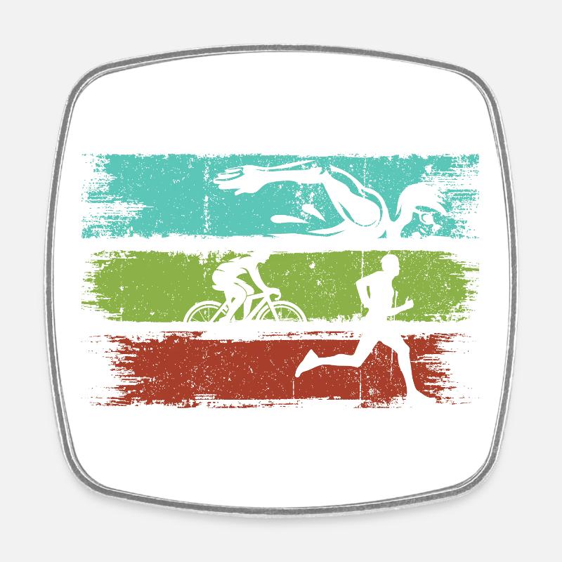 Triathlon Stripes Athletic Motion - Square fridge magnet - white
