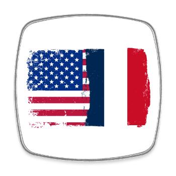 Drapeau Fusion USA France - Magnet carré - blanc - Devant