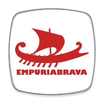 Schiff Empuriabrava/Schrift rot #C62626 - Viereckiger Kühlschrankmagnet - Weiß - Vorne