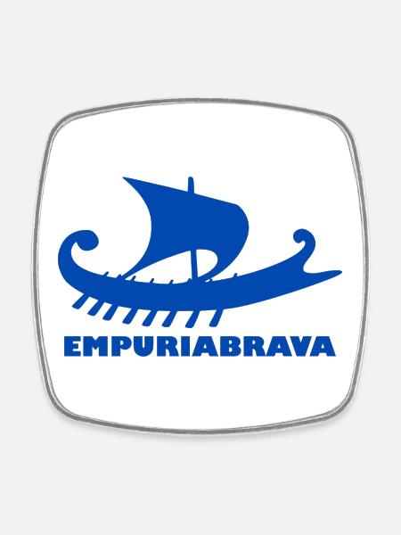 Schiff Empuriabrava Schrift blau - Viereckiger Kühlschrankmagnet - Weiß