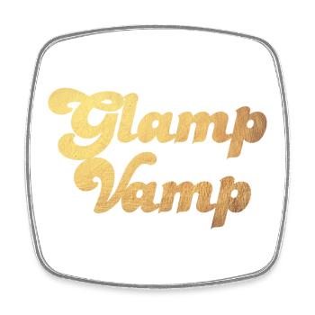 Glamp Vamp Gold Glamping Camping Luxus cool Camper - Viereckiger Kühlschrankmagnet - Weiß - Vorne