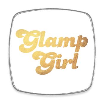 Glamping Camping Gold Girl Frau Urlaub Camper Fan - Viereckiger Kühlschrankmagnet - Weiß - Vorne