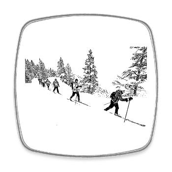 SKI - Viereckiger Kühlschrankmagnet - Weiß - Vorne