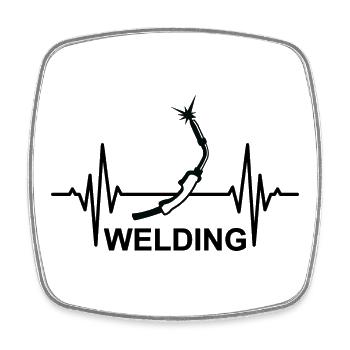 Welding, ECG, palpitations - Square fridge magnet - white - Front