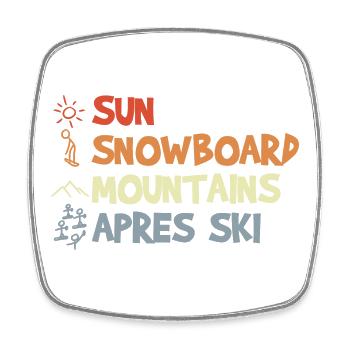 Vintage Snowboard - Viereckiger Kühlschrankmagnet - Weiß - Vorne
