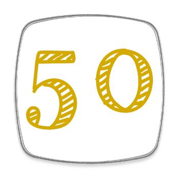 50. 50 JAHRE. 50-JÄHRIGES JUBILÄUM. 50-JÄHRIGES JUBILÄUM. - Viereckiger Kühlschrankmagnet - Weiß - Vorne