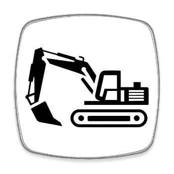 Excavator Contours: Silhouette of a Construction Equipment Operator - Square fridge magnet - white - Front