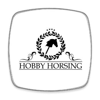Hobby Horsing Logo mit Lohrbeerkranz - Viereckiger Kühlschrankmagnet - Weiß - Vorne