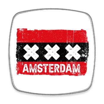Amsterdam X Graffiti Grunge - Square fridge magnet - white - Front