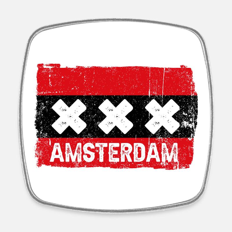 Amsterdam X Graffiti Grunge - Magnet carré - blanc