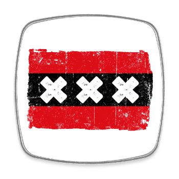 Red Stripe Flag with White Xs - Square fridge magnet - white - Front