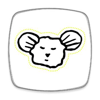 Cooles, schläfriges Maus-Gesicht Symbol - Viereckiger Kühlschrankmagnet - Weiß - Vorne