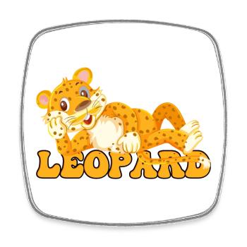 Leopard Cub Cartoon Pop Art - Viereckiger Kühlschrankmagnet - Weiß - Vorne