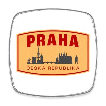 Praha Skyline & ČR Emblem - Viereckiger Kühlschrankmagnet - Weiß - Vorne