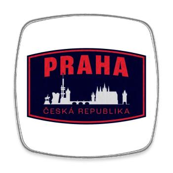 Praha Skyline Silhouette - Viereckiger Kühlschrankmagnet - Weiß - Vorne