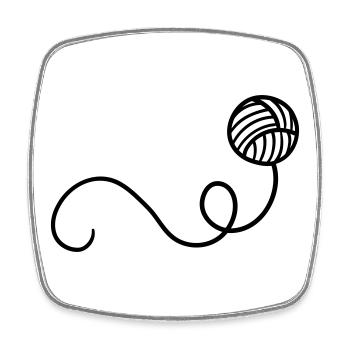 Boule de laine de dessin animé - Magnet carré - blanc - Devant