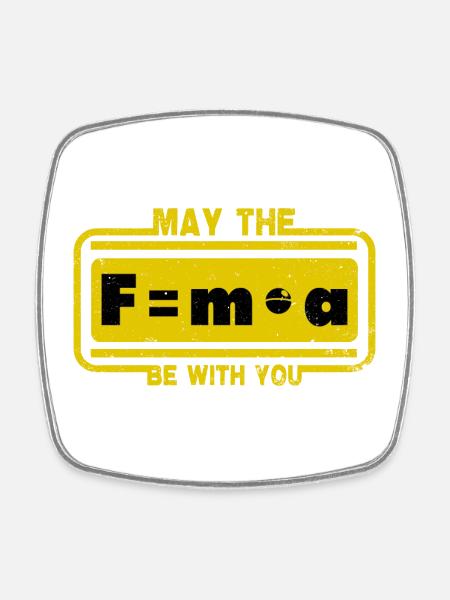May the force be with you - Viereckiger Kühlschrankmagnet - Weiß