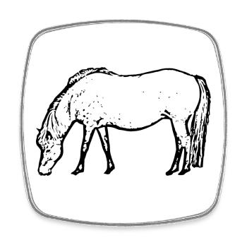 Pferd schwarz - Viereckiger Kühlschrankmagnet - Weiß - Vorne