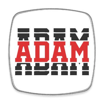 Adam T-Shirt T-Shirt Geschenkidee gestapelter Text - Viereckiger Kühlschrankmagnet - Weiß - Vorne