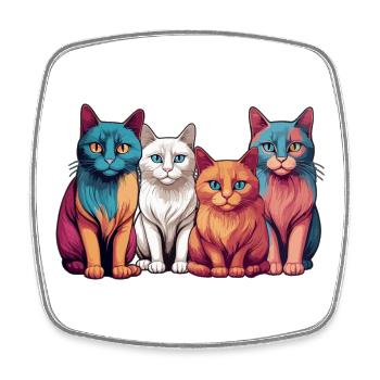 Cat Gang - Square fridge magnet - white - Front