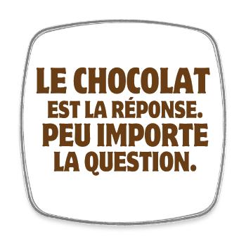 chocolat, chocolat humour, j'aime le chocolat - Magnet carré - blanc - Devant
