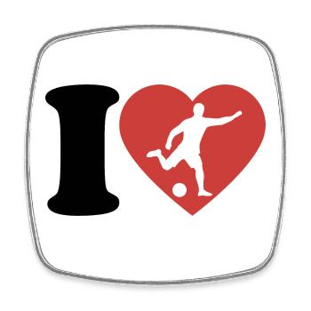 I Love Soccer - Heart - Hobby - Square fridge magnet - white - Front