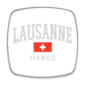 Lausanne Schweiz Vintage Emblem - Viereckiger Kühlschrankmagnet - Weiß - Vorne