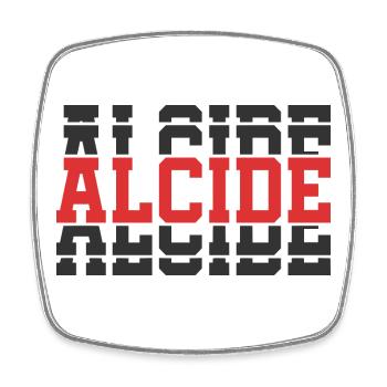 T-Shirt Alcide T-Shirt Geschenkidee gestapelter Text - Viereckiger Kühlschrankmagnet - Weiß - Vorne