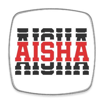 t-shirt Aisha t-shirt gift idea stacked text - Square fridge magnet - white - Front