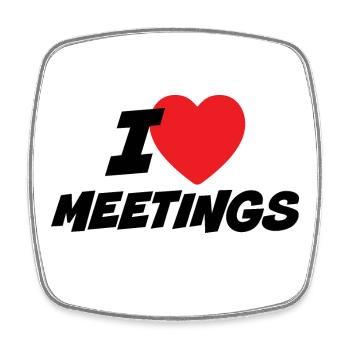 I Love Meetings - Square fridge magnet - white - Front