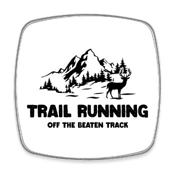 Trailrunning - abseits der ausgetretenen Pfade - Viereckiger Kühlschrankmagnet - Weiß - Vorne