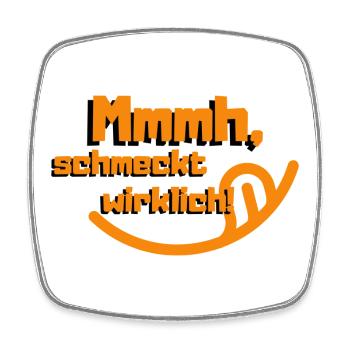 Mmmh, schmeckt wirklich | Cool & lecker - Viereckiger Kühlschrankmagnet - Weiß - Vorne