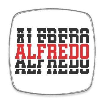 Alfredo t-shirt stacked text gift idea t-shirt - Square fridge magnet - white - Front
