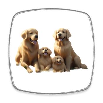 Golden Family Pups Portrait - Square fridge magnet - white - Front
