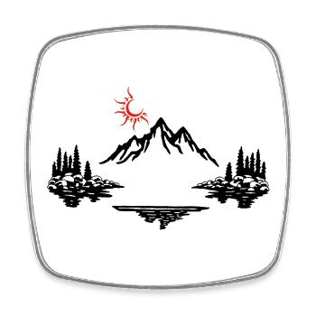 Black Mountain Landscape - Square fridge magnet - white - Front