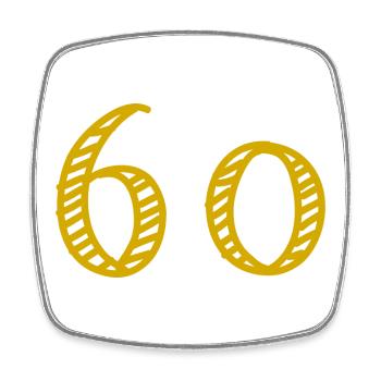 60. 60 JAHRE. 60-JÄHRIGES JUBILÄUM. 60. GEBURTSTAG. - Viereckiger Kühlschrankmagnet - Weiß - Vorne