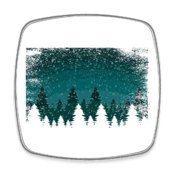 Snowfall fir trees | snowland with transparent area - Square fridge magnet - white - Front