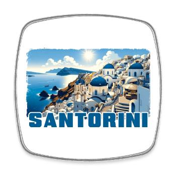 Santorin, Grèce, océan, volcan Akrotiri - Magnet carré - blanc - Devant