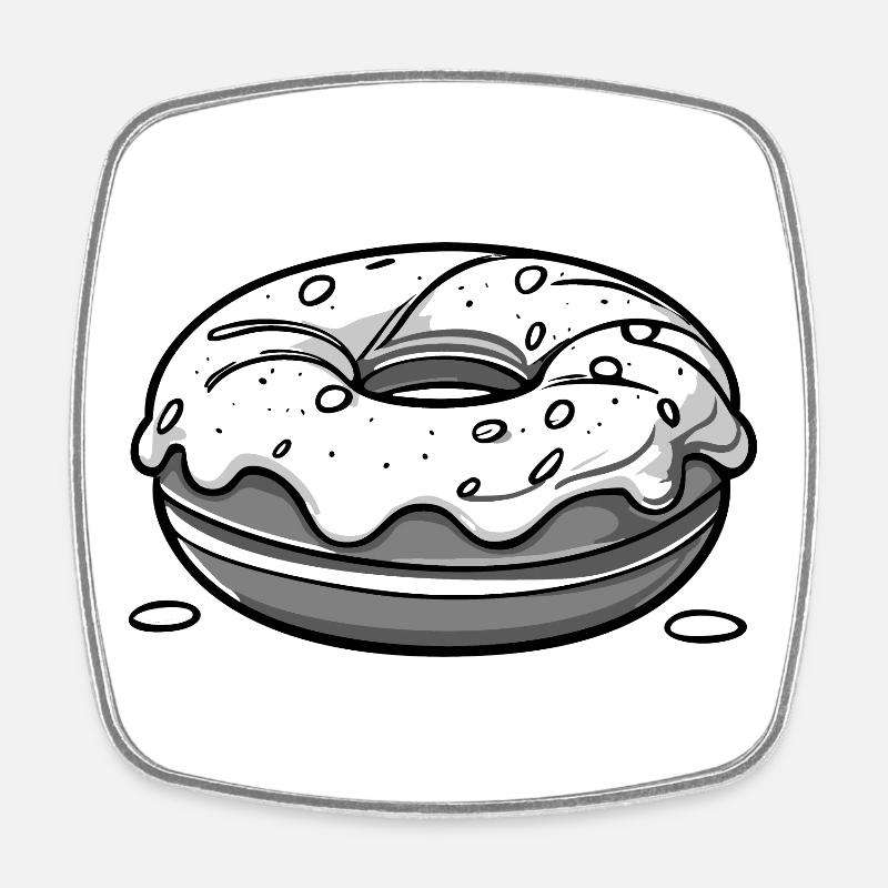 Beignet - noir - Magnet carré - blanc