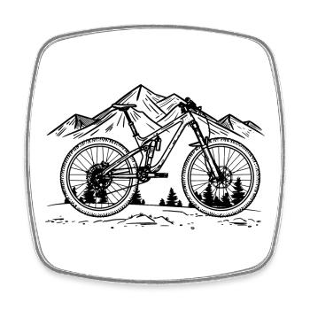 Mountainbike - Viereckiger Kühlschrankmagnet - Weiß - Vorne