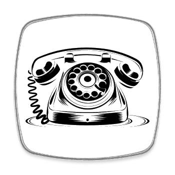 Oldschool Telefon Zeichnung - Viereckiger Kühlschrankmagnet - Weiß - Vorne