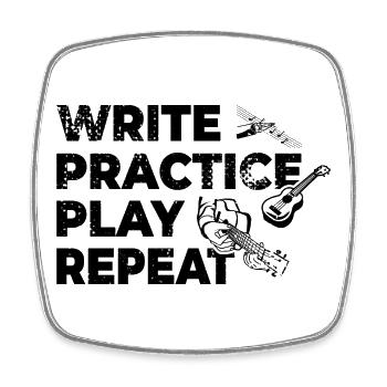 Writing, practicing, playing, repeating - Square fridge magnet - white - Front