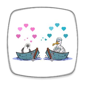 Möwen Boot Liebe Herzen Valentin Romantik - Viereckiger Kühlschrankmagnet - Weiß - Vorne