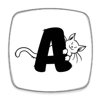 Katze Buchstabe A - Viereckiger Kühlschrankmagnet - Weiß - Vorne