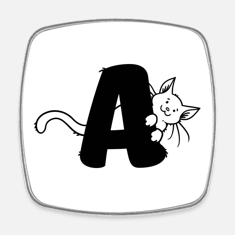 Lettre A du chat - Magnet carré - blanc